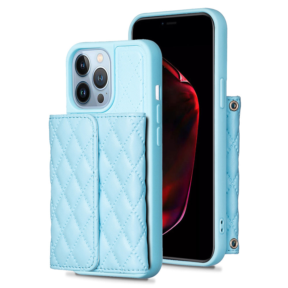 BF23-Style For iPhone 13 Pro Card Holder Phone Case Kickstand PU Leather+TPU Phone Cover BF23-Style For iPhone 13 Pro Card Holder Phone Case Kickstand PU Leather+TPU Phone Cover